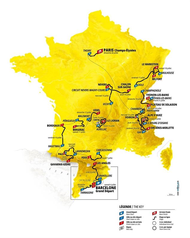 Carte Passage Tour de France 2026 - OTICoeurdemaurienne