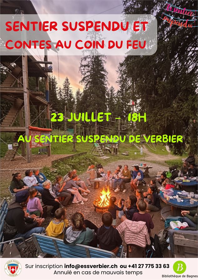 Initiation au sentier suspendu et contes au coin du feu_Val de Bagnes - Ecole Suisse de Ski de Verbi