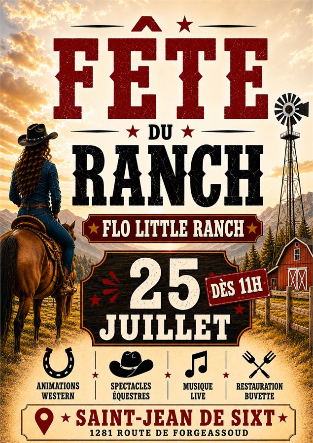 Fête du Ranch, Flo Little Ranch, 25 juillet dès 11h, Animations western, Spectacles équestres, Musiq