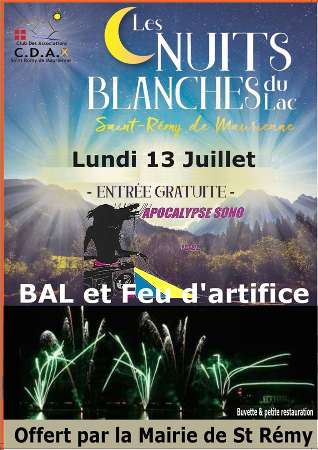 Les Nuits Blanches du Lac Bleu - bal et feu d'artifice_Saint-Rémy-de-Maurienne - Aopsan pour Freepik