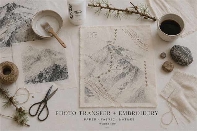 Atelier de transfert de photos, de broderie et de peinture