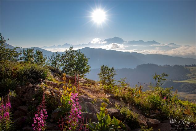 Vue en balcon sur la Chaine du Mont-Blanc - sentier de la Croix des Frêtes - La Giettaz - Office de 