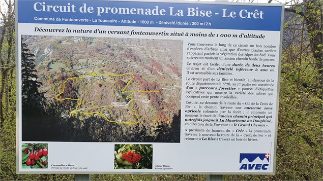 Panneau promenade La Bise - Le Crêt - @OT_Toussuire