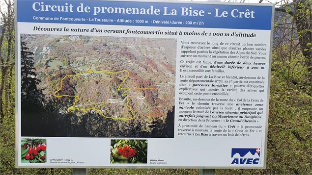 Panneau promenade La Bise - Le Crêt - @OT_Toussuire