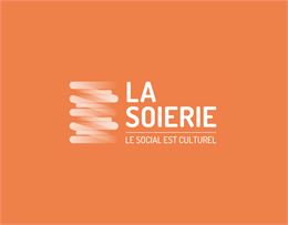 logo de la soierie écriture blanche sur fond orange - La Soierie