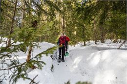couple en raquettes dans la forêt - OT Combloux_Marine Martin