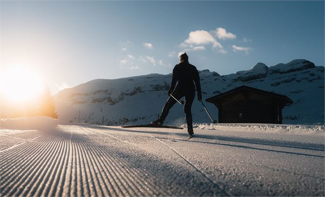 Skieuse de fond sur la piste 