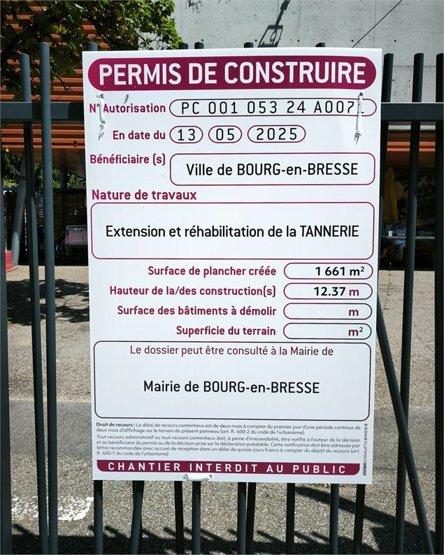 Affiche Travaux La Tannerie_Bourg-en-Bresse - ©Ville de Bourg-en-Bresse
