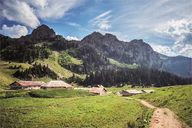 Site de Bise, son hameau d'alpage aux pieds des Cornettes de Bise - A. Berger / SIAC