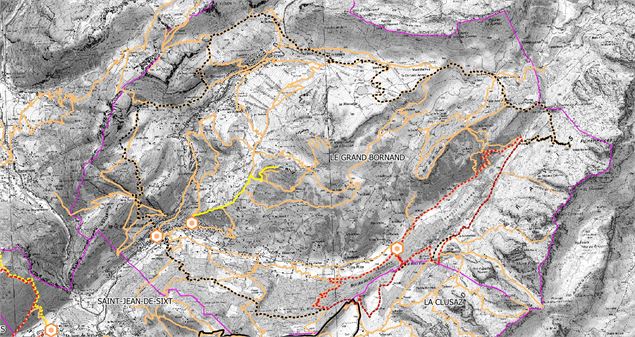 carte des itinéraires - Le Grand-Bornand - T. Vattard