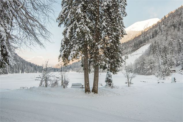 Le Lac de Montriond gelé en hiver - Yvan Tisseyre / OT Vallée d'Aulps