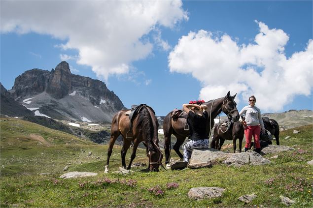 Randonnée à cheval en montagne avec Equitation Haute Maurienne Vanoise, Valfréjus - DR. Patrice Guer