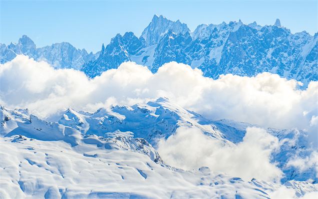 Vue côté massif du Mont Blanc avec le sommet du Brévent - OT Flaine-Candice Genard