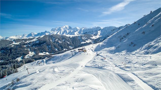 Vue sur le Mont-Blanc depuis le secteur Praz Sur Arly du Domaine Val d'Arly - Espace Diamant - Mj Di