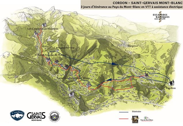 Plan du sentier du baroque en VTT - © Cordon Tourisme