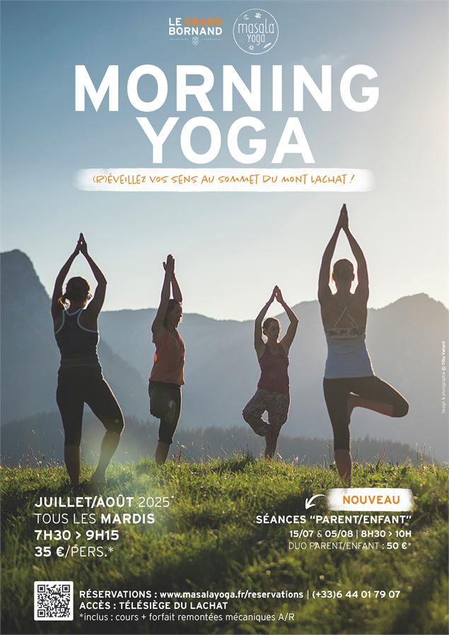 Morning yoga au sommet du télésiège du Lachat 2025 - T. Vattard