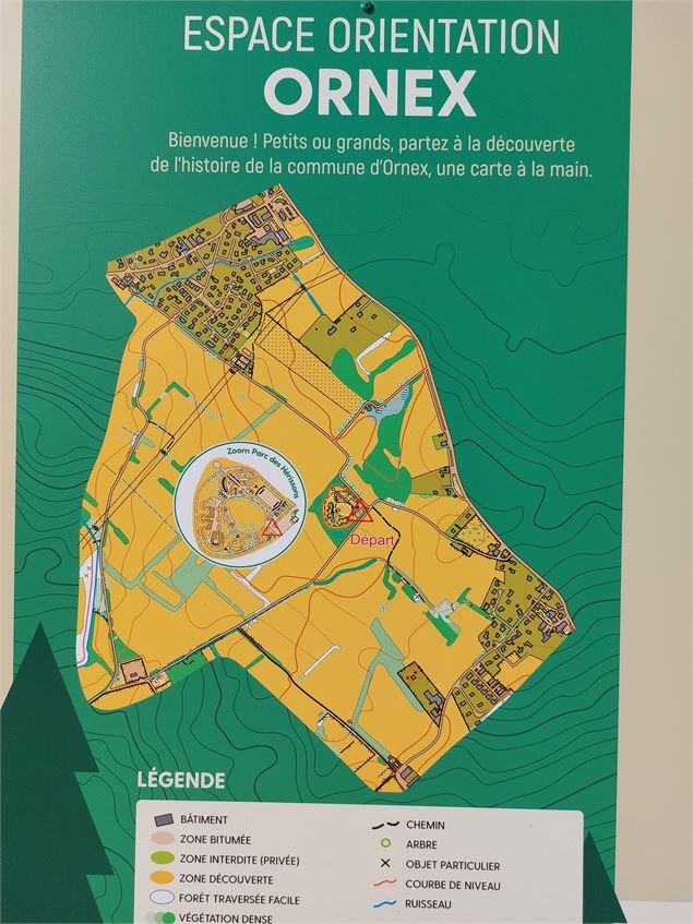 Plan du parcours d'orientation patrimonial d'Ornex, Pays de Gex - S. Thomas/Office de Tourisme du Pa