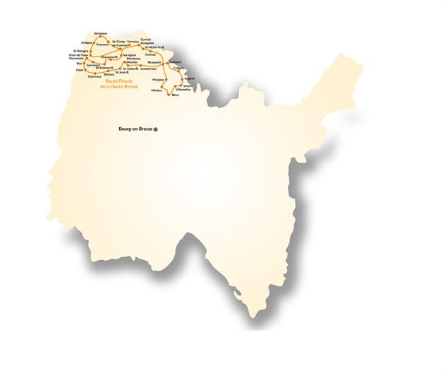 Carte schématique de la Route fleurie de la Haute Bresse - Route fleurie de la Haute Bresse