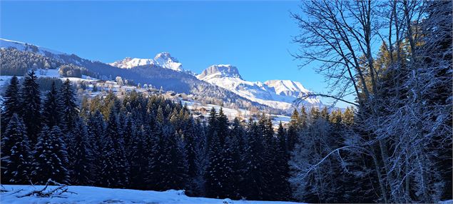 Vue du chemin sur les Aravis - © Cordon Tourisme