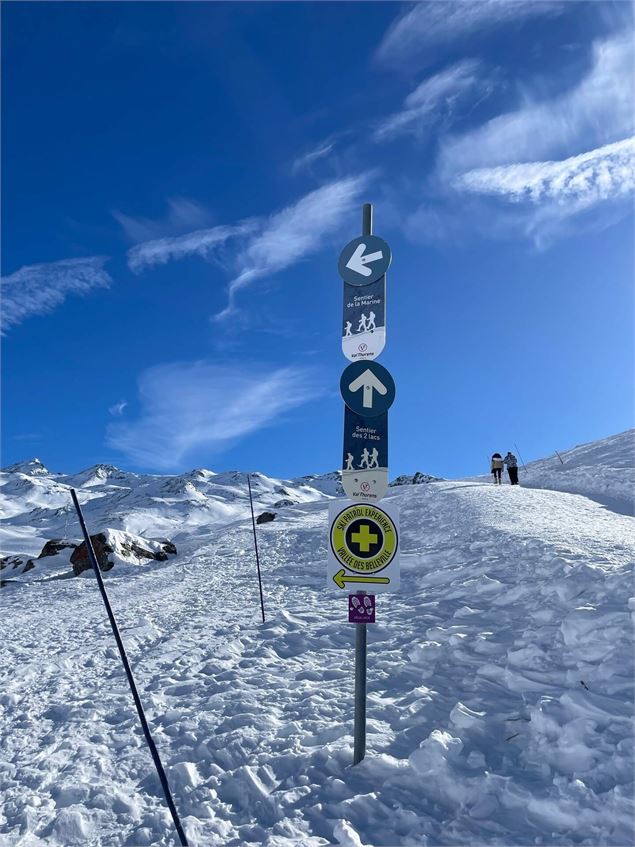 Panneau d'intersection des deux sentiers - OT Val Thorens