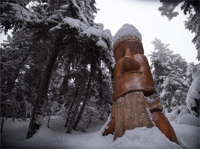 Sculptures de Serge Couvert en forêt hiver - HMVT ACF