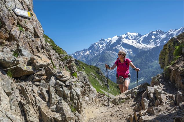 Magnifique vue sur le massif du Mont Blanc depuis le Col de la Fenêtre dans la réserve naturelle des