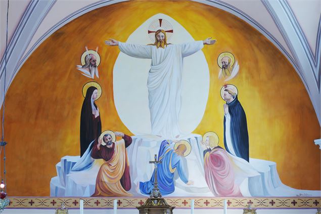 Fresque du choeur Iniséglise St Michel d'Albiez-Montrond - Vincent Jacques- Drône de regard