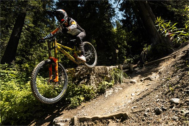 Sur la piste VTT la Komatrautrail du Bike Park de Châtell - L.Meyer - Châtel