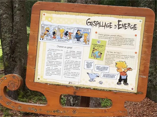 Sentier de l'Éterlou - Panneau sur le gaspillage de l'énergie - Châtel Tourisme