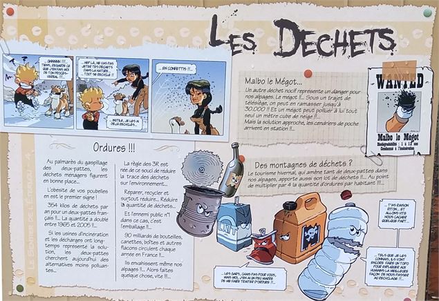 Sentier de l'Éterlou - Panneau en gros plan sur le thème des déchets - Châtel Tourisme