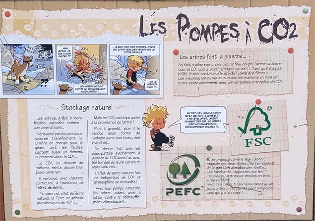 Sentier de l'Éterlou - Panneau en gros plan sur le thème Les pompes à CO2 - Châtel Tourisme