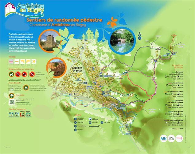 Carte des différents sentiers de randonnée d'Ambérieu-en-Bugey - Marilou Perino